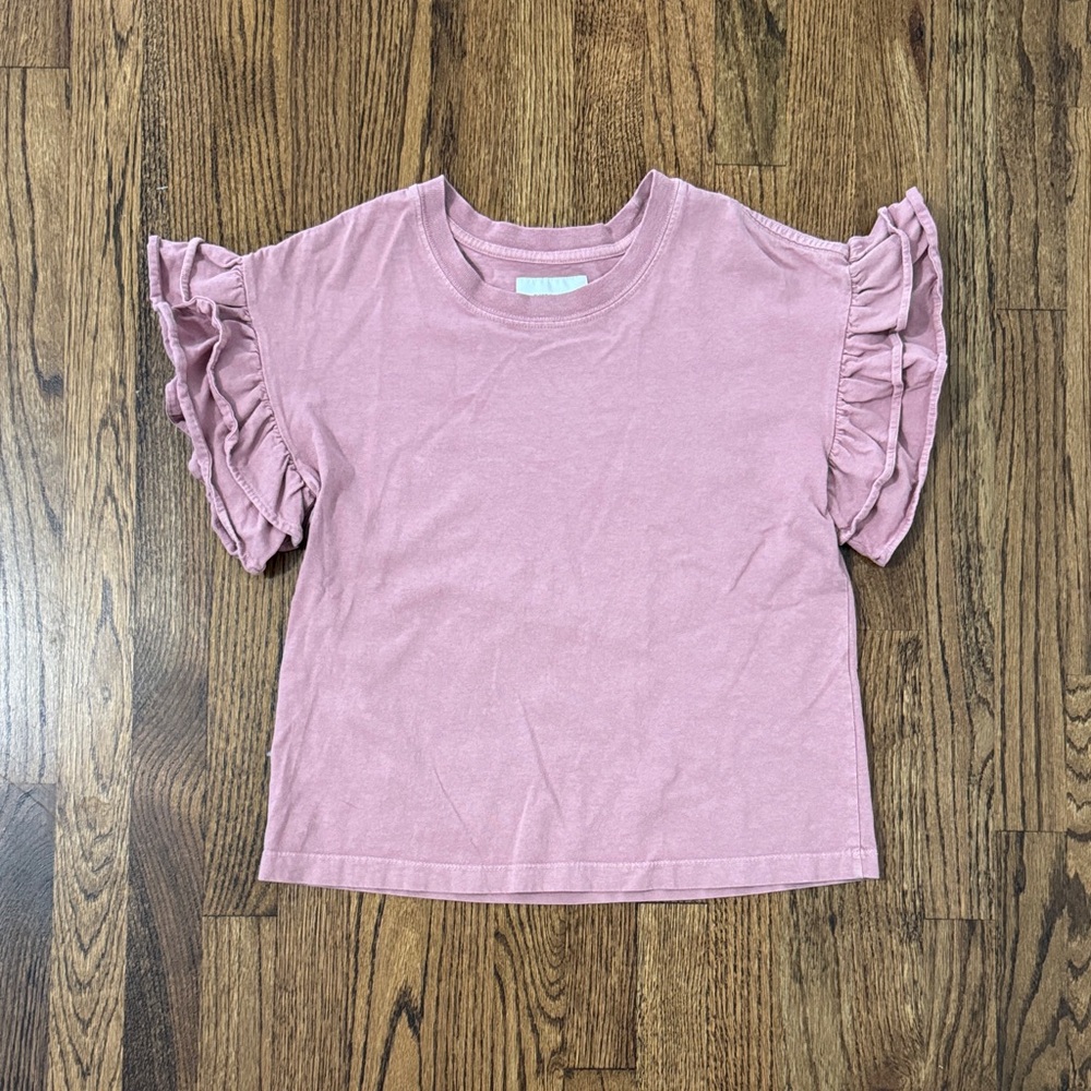 Current/Elliott Mauve Ruffle Sleeve Tee